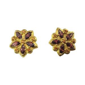 Paul Morelli 18 Karat Yellow Gold Garnet Citrine Flower Earrings #11231